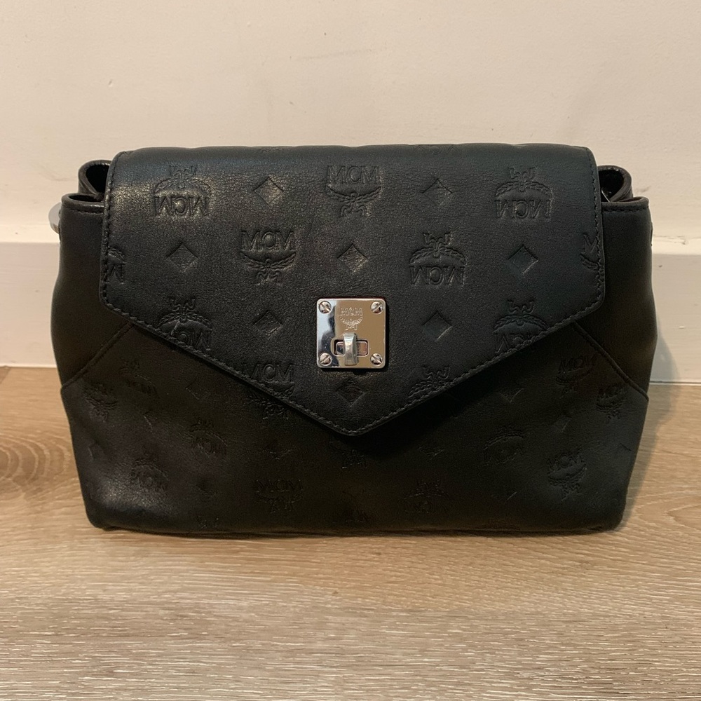 MCM Black Embossed Leather Bag